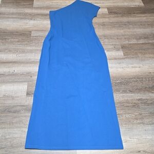 Staud Boydcon One Shoulder Dress Blue Maxi Leg Opening Size XL